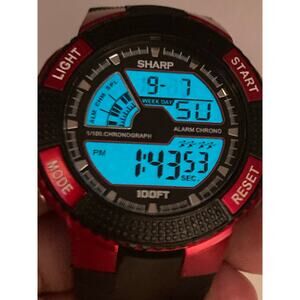 SHARP Digital Multifunction Men's Watch 50mm Alarm Day Date Timer Chrono WR 30m